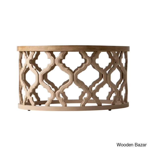 Windfield Farmhouse Round Coffee Table Rustic Distressed Wood Top