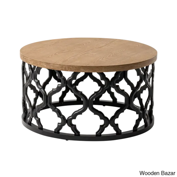 Windfield Farmhouse Round Coffee Table Rustic Distressed Wood Top