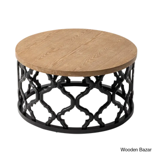 Windfield Farmhouse Round Coffee Table Rustic Distressed Wood Top