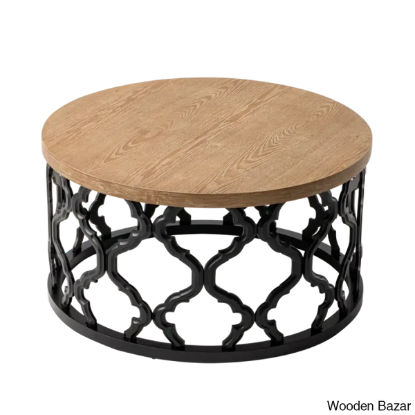 Windfield Farmhouse Round Coffee Table Rustic Distressed Wood Top