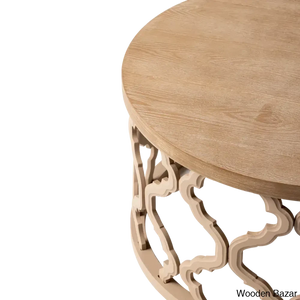 Windfield Farmhouse Round Coffee Table Rustic Distressed Wood Top