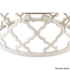 Windfield Farmhouse Round Coffee Table Rustic Distressed Wood Top
