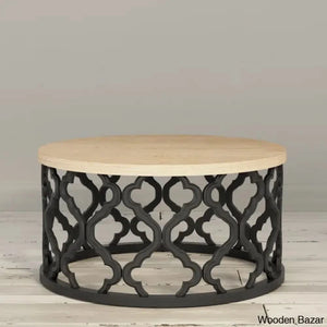 Windfield Farmhouse Round Coffee Table Rustic Distressed Wood Top