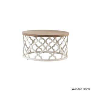 Windfield Farmhouse Round Coffee Table Rustic Distressed Wood Top