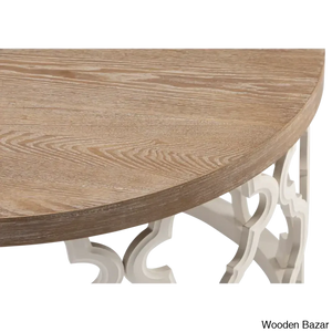 Windfield Farmhouse Round Coffee Table Rustic Distressed Wood Top