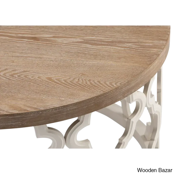 Windfield Farmhouse Round Coffee Table Rustic Distressed Wood Top
