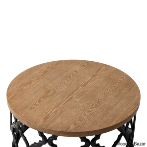 Windfield Farmhouse Round Coffee Table Rustic Distressed Wood Top