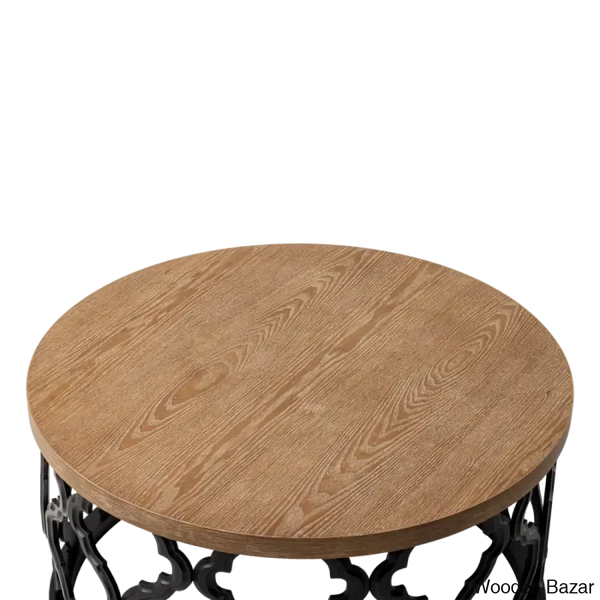 Windfield Farmhouse Round Coffee Table Rustic Distressed Wood Top