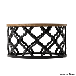 Windfield Farmhouse Round Coffee Table Rustic Distressed Wood Top