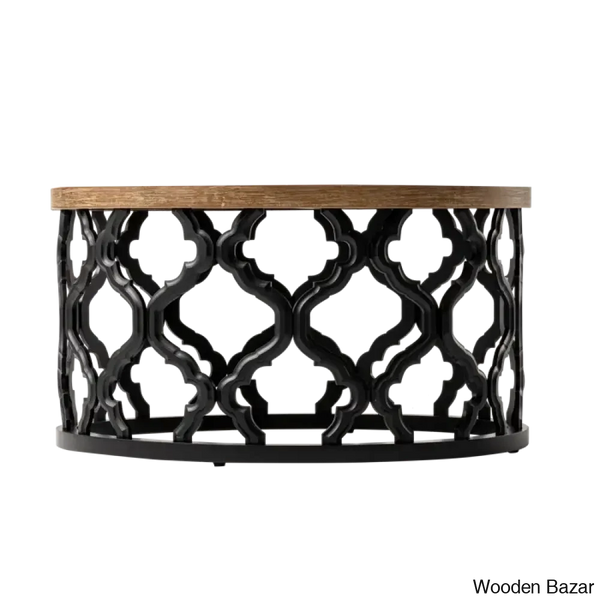 Windfield Farmhouse Round Coffee Table Rustic Distressed Wood Top