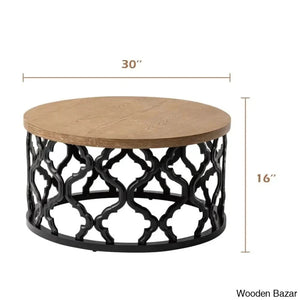 Windfield Farmhouse Round Coffee Table Rustic Distressed Wood Top