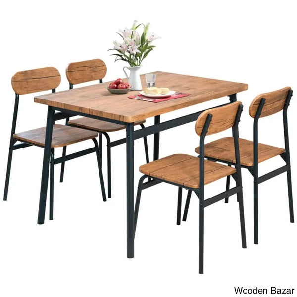Winston Stylish Wooden 4 Seater Dining Table Set - Bazar