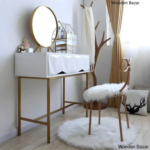 Wood/Iron Vanity Table in White Glam 31.5