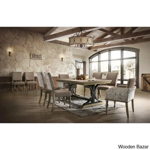 8 seater Dining Table Set- Person ExtendableSet brings a rustic-glory to all your meals. Crafted from rubberwood and hardwood with veneers,