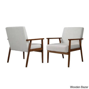  This Set of 2 Chairs  is made of original teak wood, with a retro look that creates mid-century style, combined with advanced comfortable cushions to provide all-around back support.