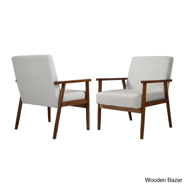  This Set of 2 Chairs  is made of original teak wood, with a retro look that creates mid-century style, combined with advanced comfortable cushions to provide all-around back support.
