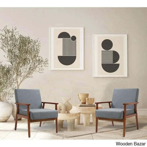  This Set of 2 Chairs  is made of original teak wood, with a retro look that creates mid-century style, combined with advanced comfortable cushions to provide all-around back support.