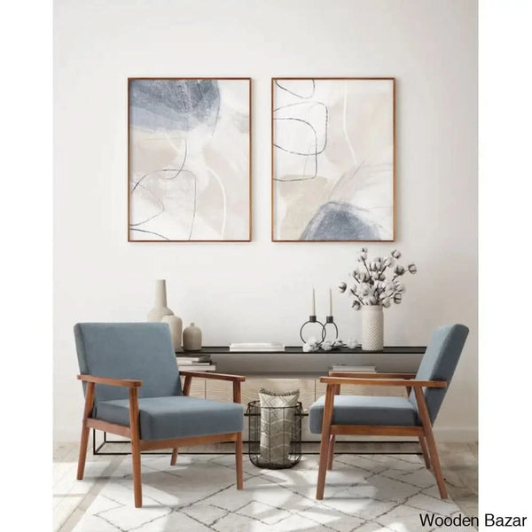  This Set of 2 Chairs  is made of original teak wood, with a retro look that creates mid-century style, combined with advanced comfortable cushions to provide all-around back support.