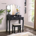 Wooden Bazar Hayword Vanity Dressing Table Design With Drawers Black