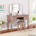 Wooden Bazar Luanna Vanity Dressing Table With Mirror And Stool Rose Gold