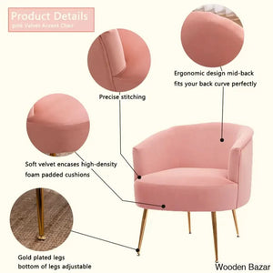 India Arm Chair  in pink colour velvet faric 