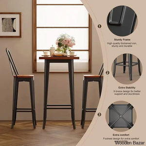 Worth 2 Seater Trendy Counter Height Dining Set | Modern High Top Table And Chairs
