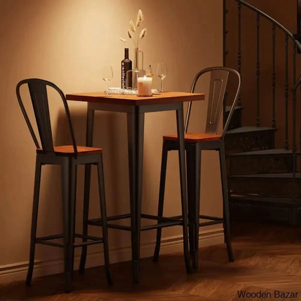 Worth 2 Seater Trendy Counter Height Dining Set | Modern High Top Table And Chairs