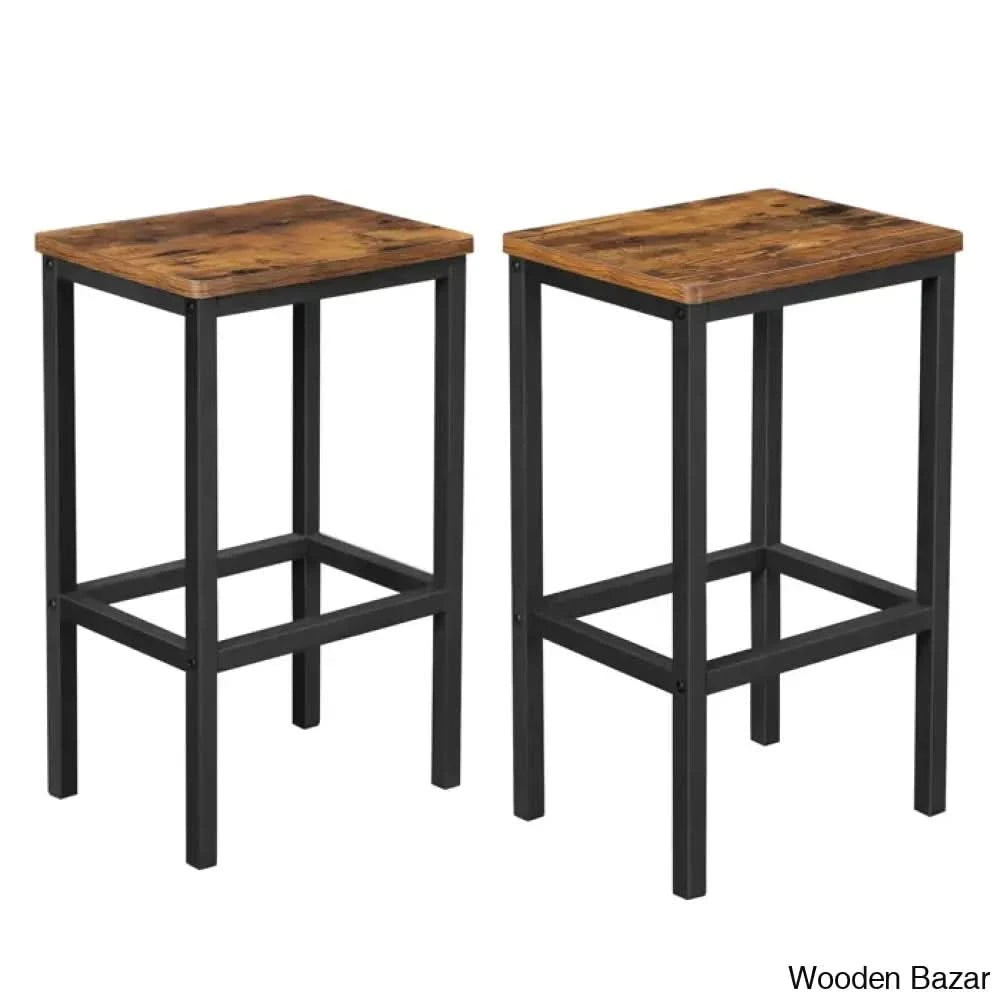 Wynnewoodo Swivel 25.6’’ Counter And Bar Stool With Metal Frame Rustic Brown/Black / 1 Piece