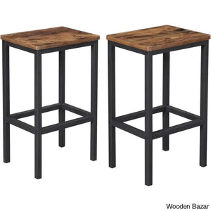Wynnewoodo Swivel 25.6’’ Counter And Bar Stool With Metal Frame Rustic Brown/Black / 3 Piece