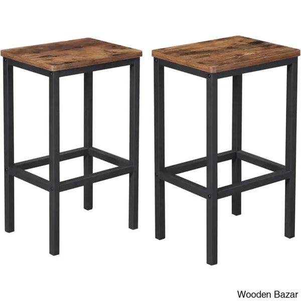 Wynnewoodo Swivel 25.6’’ Counter And Bar Stool With Metal Frame Rustic Brown/Black / 3 Piece