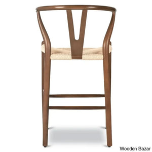 Wyns Swivel Solid Wood Counter And Bar Stool With Weave Seat
