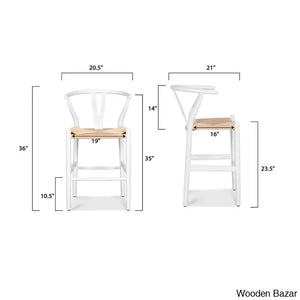 Wyns Swivel Solid Wood Counter And Bar Stool With Weave Seat