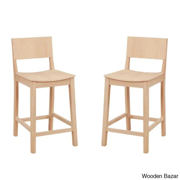 Yalingupz Swivel Counter And Bar Stool Solid Wood (Set Of 2)