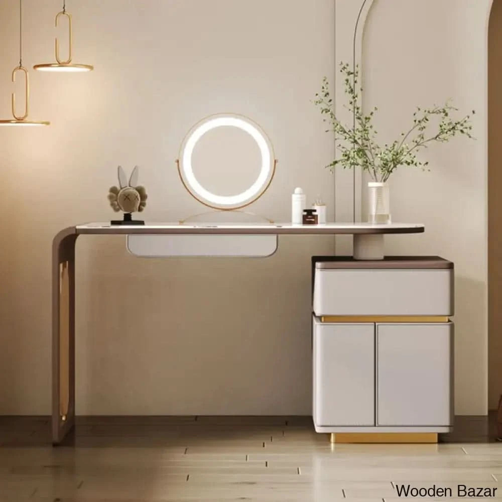 Yarger Vanity Dressing Table With Lighted Mirror