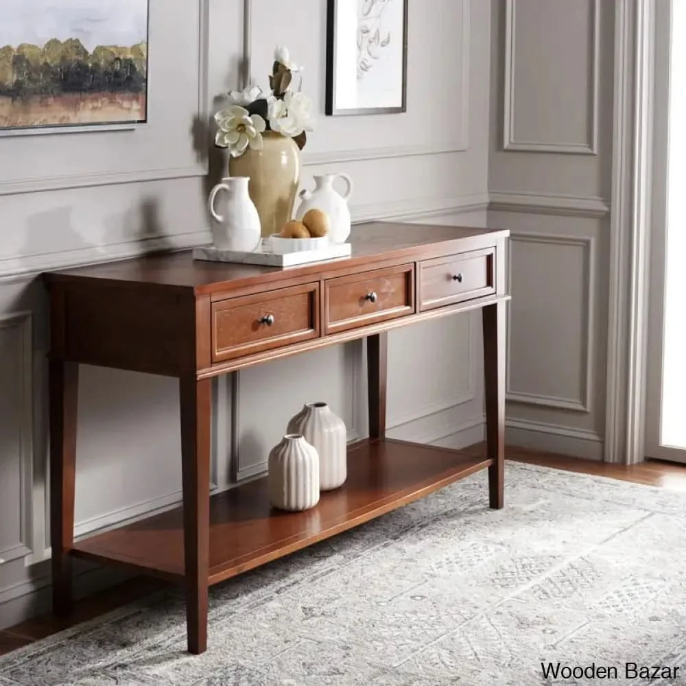 Carved Wood Side Table - Console Table 