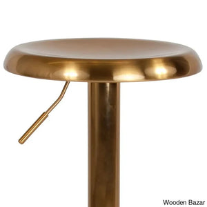 Yuvaany Swivel Retro Metal Backless Adjustable-Height Bar Stool