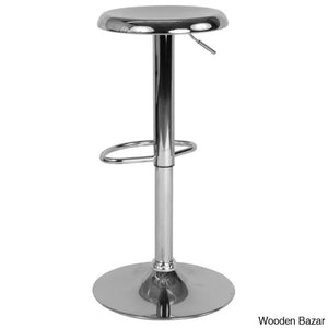 Yuvaany Swivel Retro Metal Backless Adjustable-Height Bar Stool