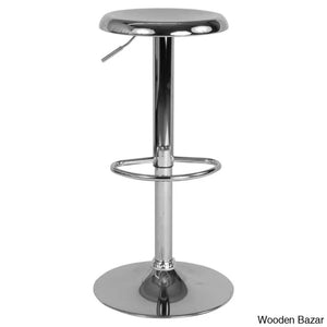 Yuvaany Swivel Retro Metal Backless Adjustable-Height Bar Stool