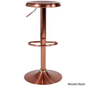 Yuvaany Swivel Retro Metal Backless Adjustable-Height Bar Stool