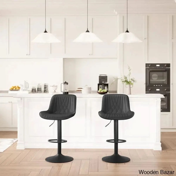 Zagero Swivel Adjustable Height Bar Stools Leather Upholstered Counter And Bar Modern Pub Stool