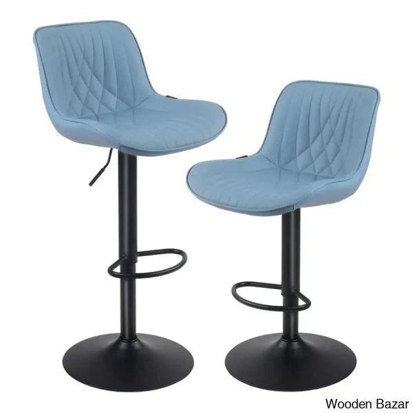 Zagero Swivel Adjustable Height Bar Stools Leather Upholstered Counter And Bar Modern Pub Stool