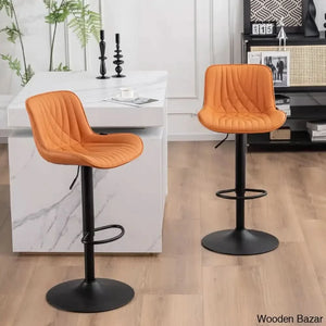 Zagero Swivel Adjustable Height Bar Stools Leather Upholstered Counter And Bar Modern Pub Stool