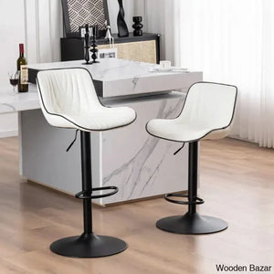 Zagero Swivel Adjustable Height Bar Stools Leather Upholstered Counter And Bar Modern Pub Stool