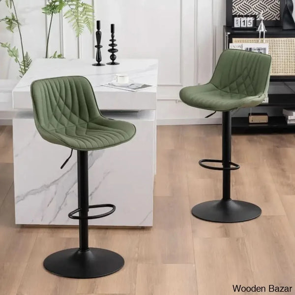 Zagero Swivel Adjustable Height Bar Stools Leather Upholstered Counter And Bar Modern Pub Stool