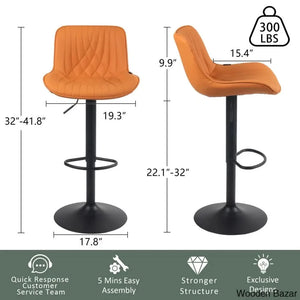 Zagero Swivel Adjustable Height Bar Stools Leather Upholstered Counter And Bar Modern Pub Stool