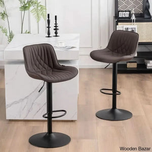 Zagero Swivel Adjustable Height Bar Stools Leather Upholstered Counter And Bar Modern Pub Stool