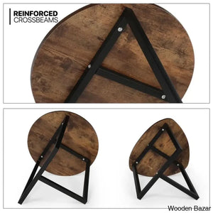 Zenin Modern 2 Piece Nesting Coffee And Center Table Set With Wood Grain Top Metal Legs