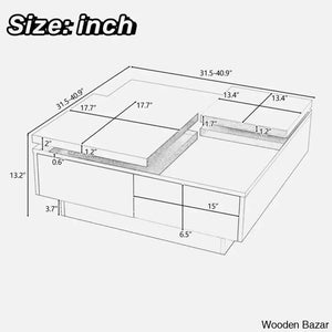 Zhanatw High Gloss Coffee And Center Table With Two Top Moving Blocks Four Storage Drawers