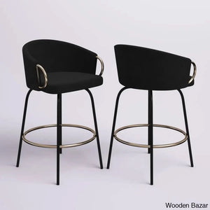 Zoraz Swivel Upholstered 26’’ Counter Stool With Metal Frame (Set Of 2) Black