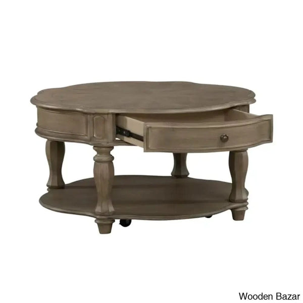 Zula Round Cocktail Table W/ Casters Coffee And Center